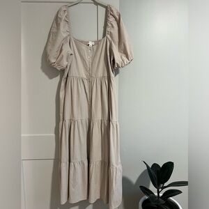 Plus Puff Sleeve Tiered Dress